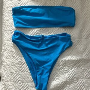 Blue Bandeau Bikini Set